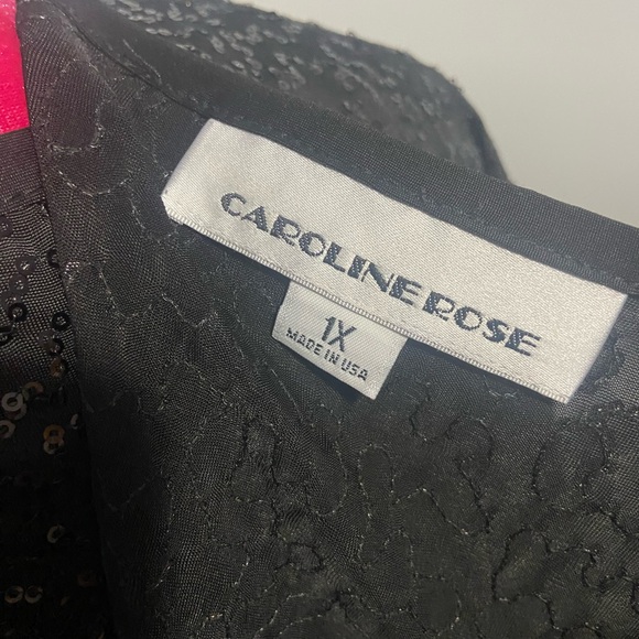 Caroline rose black sequin blouse cardigan set 1X - Picture 4 of 11